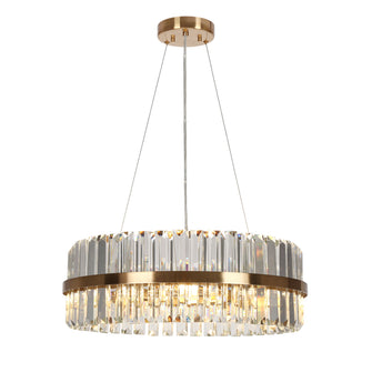 Evacampbell 6-Light 24" Modern Gold Crystal Chandelier, Drum