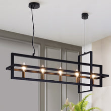 Butterscouch 5-Light 37-in Black&Brass Modern Rectangle Kitchen Island Light