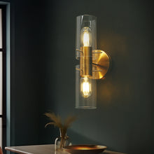 Stebbinsaiban 2-Light Modern Brass Clear Glass Wall Sconces