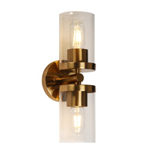 Atlantyfri 2-Light Modern Gold Clear Glass Cylinder Wall Sconces