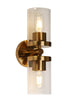 Atlantyfri 2-Light Modern Gold Clear Glass Cylinder Wall Sconces