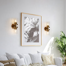 Atlantyfri 2-Light Modern Gold Clear Glass Cylinder Wall Sconces