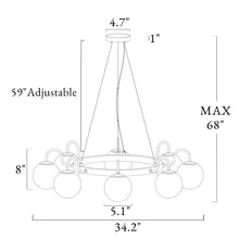 Aladarimostinin 8-Light 34" Modern Black Chandelier, Wagon Wheel