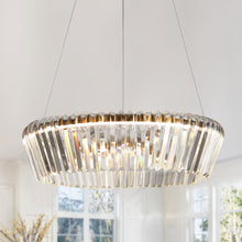 Astralithos 1-Light 21" Modern Gold Crystal LED Chandelier, Drum