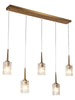 Everardgeon 5-Light 42.5-in Brass Modern Cluster Kitchen Island Light with Textured Glass