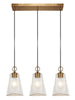 Sallingboe 3-Light 54-in Brass Modern Cluster Kitchen Island Light with Textured Glass