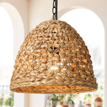 Holophankton 1-Light 15" Farmhosue Asian Rattan Pendant Light Fixtures