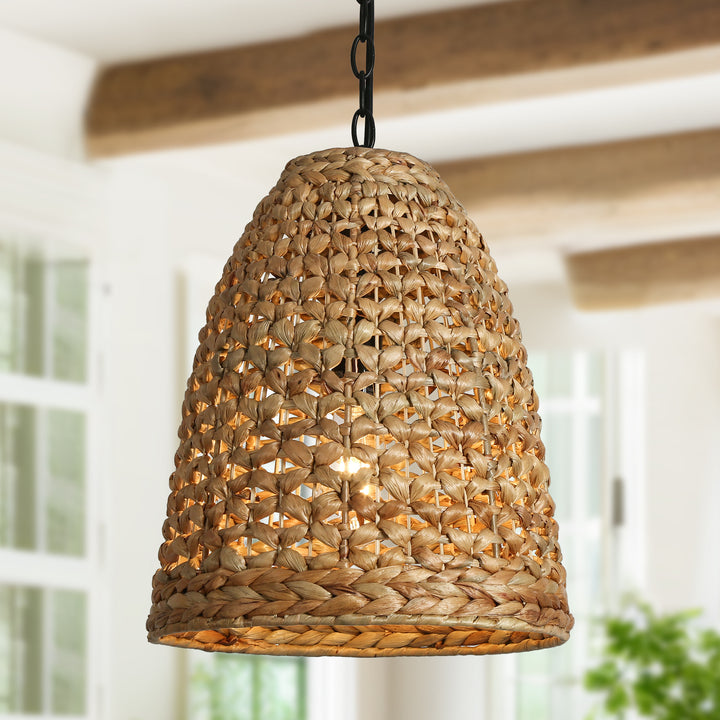 thumbnail image 2 of 13'' Handwoven Rattan Pendant Light ¨C Asian Farmhouse Style, LNC– LNC HOME 2 of 13