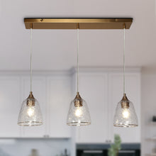 Dolohovstrout 3-Light 28.5-in Brass Modern Cluster Kitchen Island Light with Textured Glass