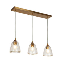 Dolohovstrout 3-Light 28.5-in Brass Modern Cluster Kitchen Island Light with Textured Glass