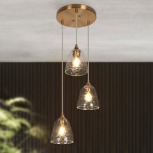 Dolohovstrout 3-Light 13.5" Modern Brass Chandelier, Cluster Glass