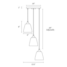 Dolohovstrout 3-Light 13.5" Modern Brass Chandelier, Cluster Glass