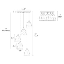 Dolohovstrout 5-Light 14"Brass Chandelier, Cluster, Textured Glass