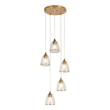 Dolohovstrout 5-Light 14"Brass Chandelier, Cluster, Textured Glass