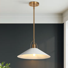 Raratienner 1-Light 14" White and Gold Modern Pendant Light Fixtures