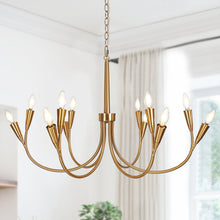 Jessaes 12-Light 36" Modern Brass Chandelier, Candlestick