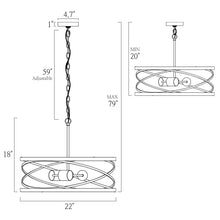Cartlann 3-Light 22" Modern Black and Brass Chandelier, Spiral