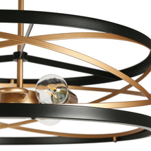 Cartlann 3-Light 22" Modern Black and Brass Chandelier, Spiral