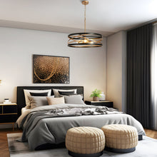 Cartlann 3-Light 22" Modern Black and Brass Chandelier, Spiral