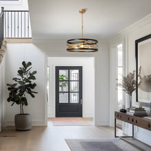 Cartlann 3-Light 22" Modern Black and Brass Chandelier, Spiral