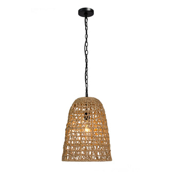 Echbienisra 1-Light 14"  Farmhouse Asian Rattan Pendant Light Fixtures