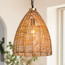 Libbaconion 1-Light 14" Farmhouse Asian Rattan Pendant Light Fixtures