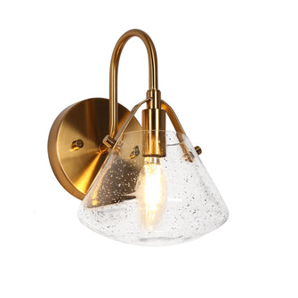 Kuswilinshire 1-Light Modern Gold and Seeded Glass Wall Sconce