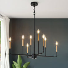 Ukiiyoa 8-Light 31" Modern Black&Gold Chandelier, Candlestick