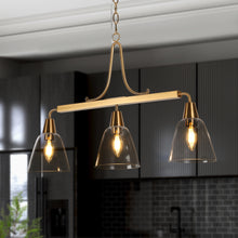 Lucciana 3-Light 27-in Brass Modern Linear Glass Kitchen Island Light