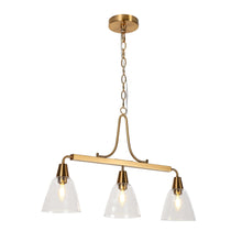 Lucciana 3-Light 27-in Brass Modern Linear Glass Kitchen Island Light