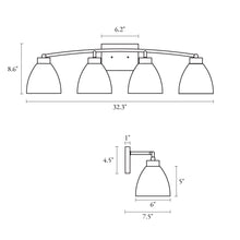 Jacqueling 4-Light Black and Brass Vanity Light