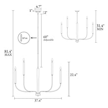 Priamurskiy 8-Light 37" Modern Black&Gold Chandelier, Candlestick