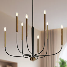 Priamurskiy 8-Light 37" Modern Black&Gold Chandelier, Candlestick