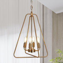 Eskiltuna 4-Light Modern Minimalist Brass Chandelier, Geometric