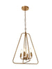 Eskiltuna 4-Light Modern Minimalist Brass Chandelier, Geometric