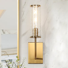 1-Light Modern Brass Wall Sconces with Crackle Glass Shade Light