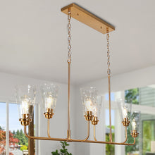 Cuperaition 6-Light 51-in Brass  Modern Linear Kitchen Island Light with Textured Glass