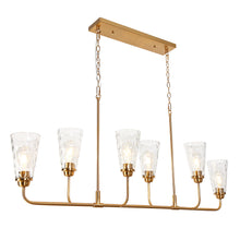 Cuperaition 6-Light 51-in Brass  Modern Linear Kitchen Island Light with Textured Glass