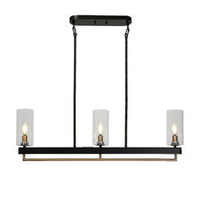 Yehudis 3-Light 29.5-in Black Modern Linear Glass Kitchen Island Light