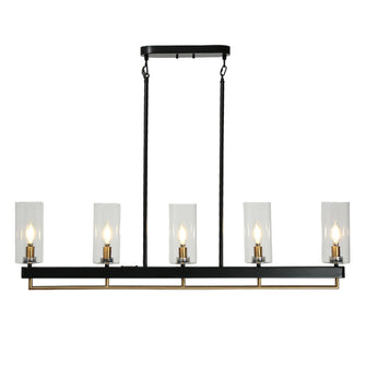 Yehudis 5-Light 40-in Black Modern Linear Glass Kitchen Island Light