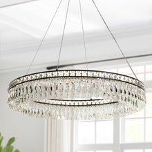 Ptolemile 1-Light 33.5" Modern Black Crystal LED Chandelier, Drum