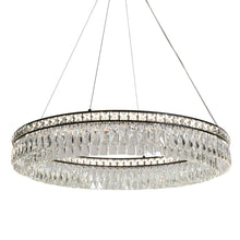 Ptolemile 1-Light 33.5" Modern Black Crystal LED Chandelier, Drum