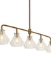 Digipurve 5-Light Brass Linear Crackle Glass Kitchen Island Light