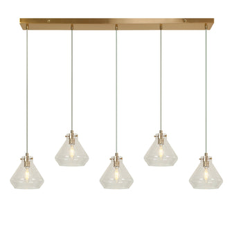 Digipurve 5-Light Brass Cluster Crackle Glass Kitchen Island Light