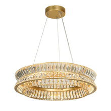 1-Light 23.5" Modern Glam Gold Crystal LED Chandelier, Drum