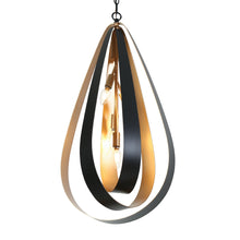 Pennieway 4-Light 15.5" Modern Black and Gold Chandelier, Teardrop