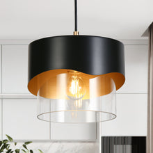 1-Light 10" Black Modern Cylinder Pendant Light Fixtures