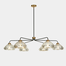 6-Light 51" Black and Brass Chandelier
