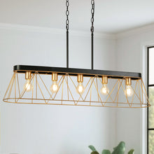 Ecliperla 5-Light 39-in Black&Gold Rectangle Kitchen Island Light