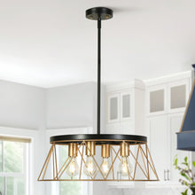 4-Light Small Black and Brass Chandelier  | LNC